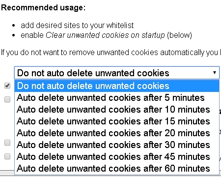 Vanilla Cookie Managerの自動削除設定