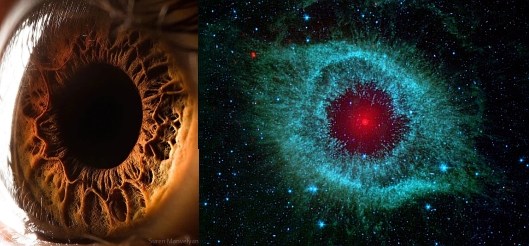 高精細カメラで撮影した瞳と星雲