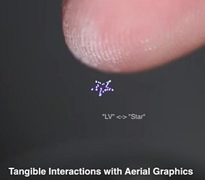 フェムト秒レーザーを使って空中に浮かんで触れる光を実演