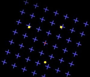 回転する黄色い点が見えなくなる錯視動画